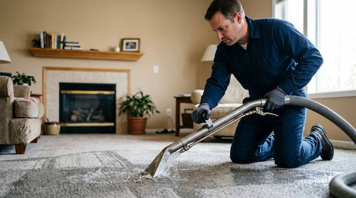 Water damage restoration technician working near Melrose, OH